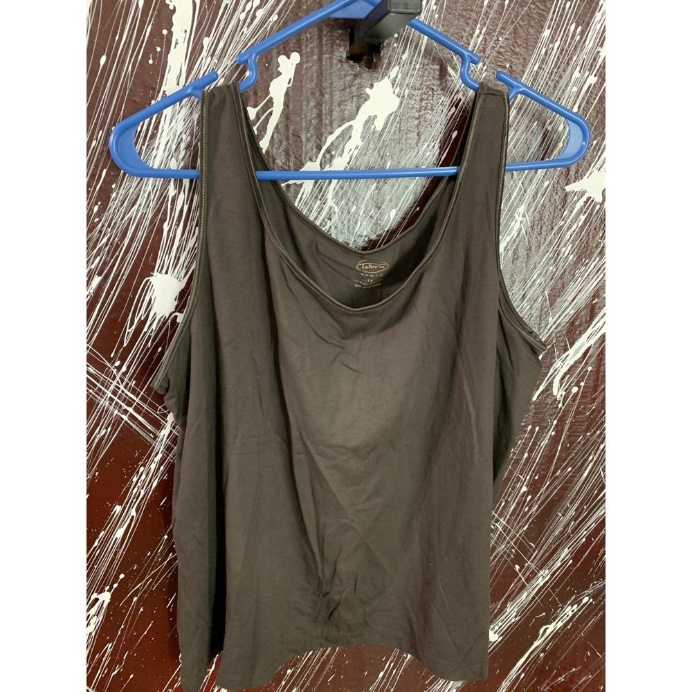 Talbots Woman Tank Top 1X Dark Olive Brown Modal Blend Scoop Neck Sleeveless Tee